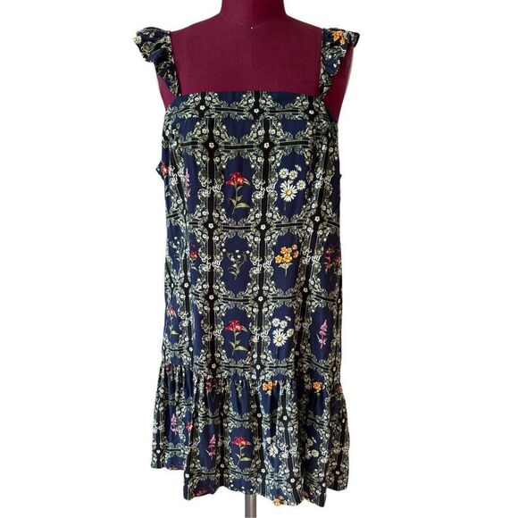 Agua Bendita x Target Floral Tile Print Mini Dress size L Navy Green - Picture 3 of 11